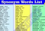 300+ Synonym Words List (English Grammar)