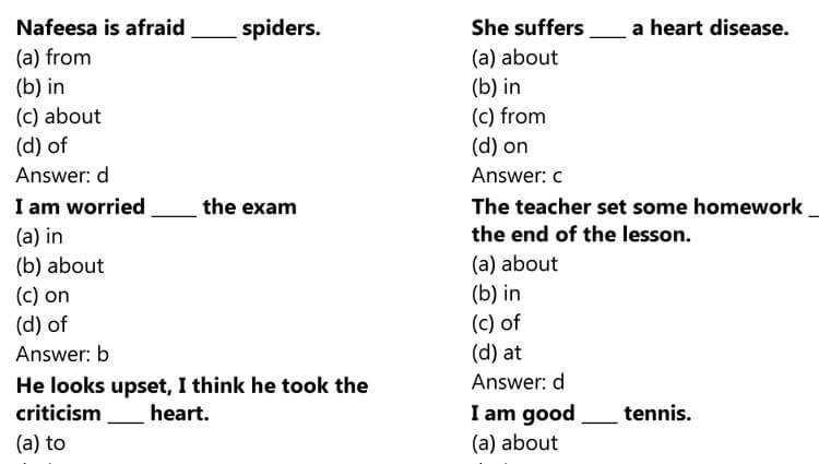 Uses of Prepositions MCQs | English Grammar MCQs