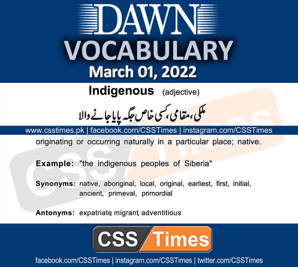 Daily DAWN News Vocabulary with Urdu Meaning (01 March 2022)