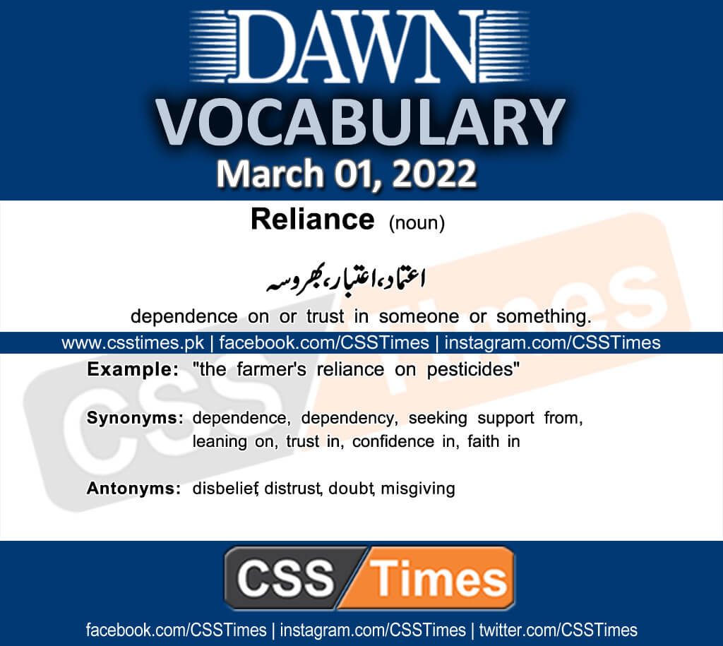 Daily DAWN News Vocabulary with Urdu Meaning (01 March 2022)