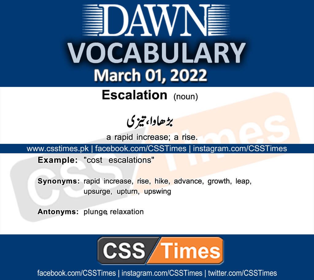 Daily DAWN News Vocabulary with Urdu Meaning (01 March 2022)