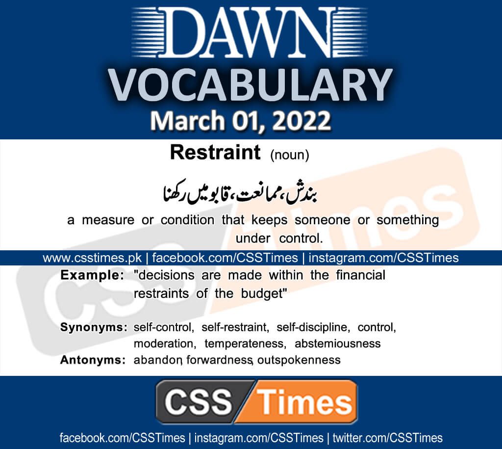 Daily DAWN News Vocabulary with Urdu Meaning (01 March 2022)