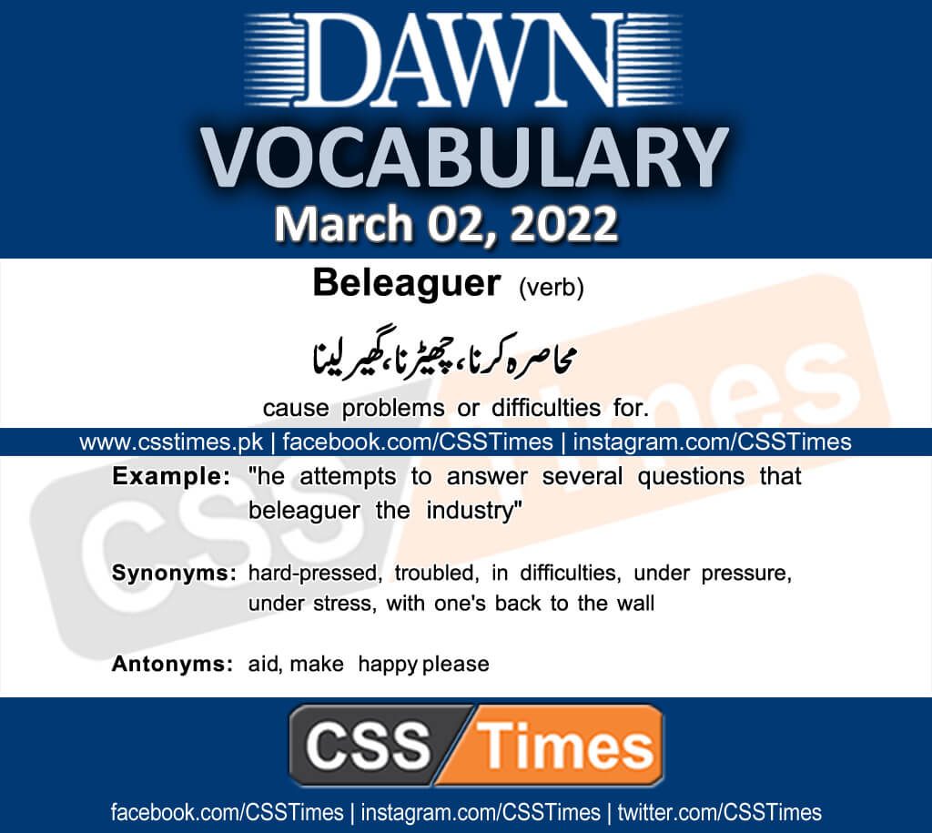 Daily DAWN News Vocabulary with Urdu Meaning (02 March 2022)