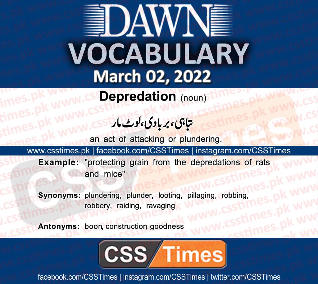 Daily DAWN News Vocabulary with Urdu Meaning (02 March 2022)