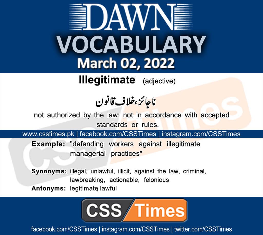 Daily DAWN News Vocabulary with Urdu Meaning (02 March 2022)