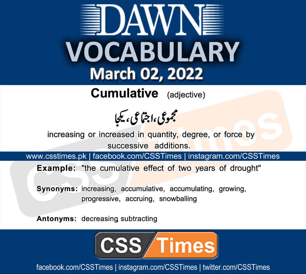 Daily DAWN News Vocabulary with Urdu Meaning (02 March 2022)