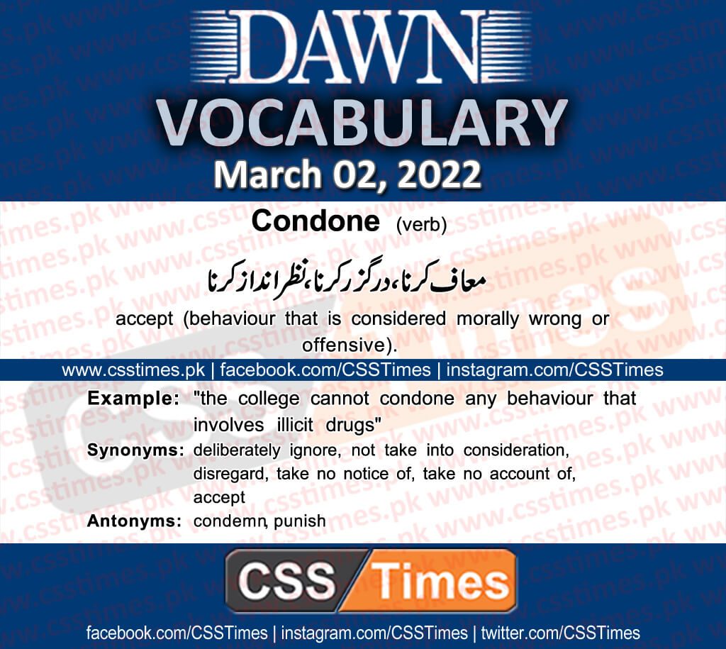 Daily DAWN News Vocabulary with Urdu Meaning (02 March 2022)