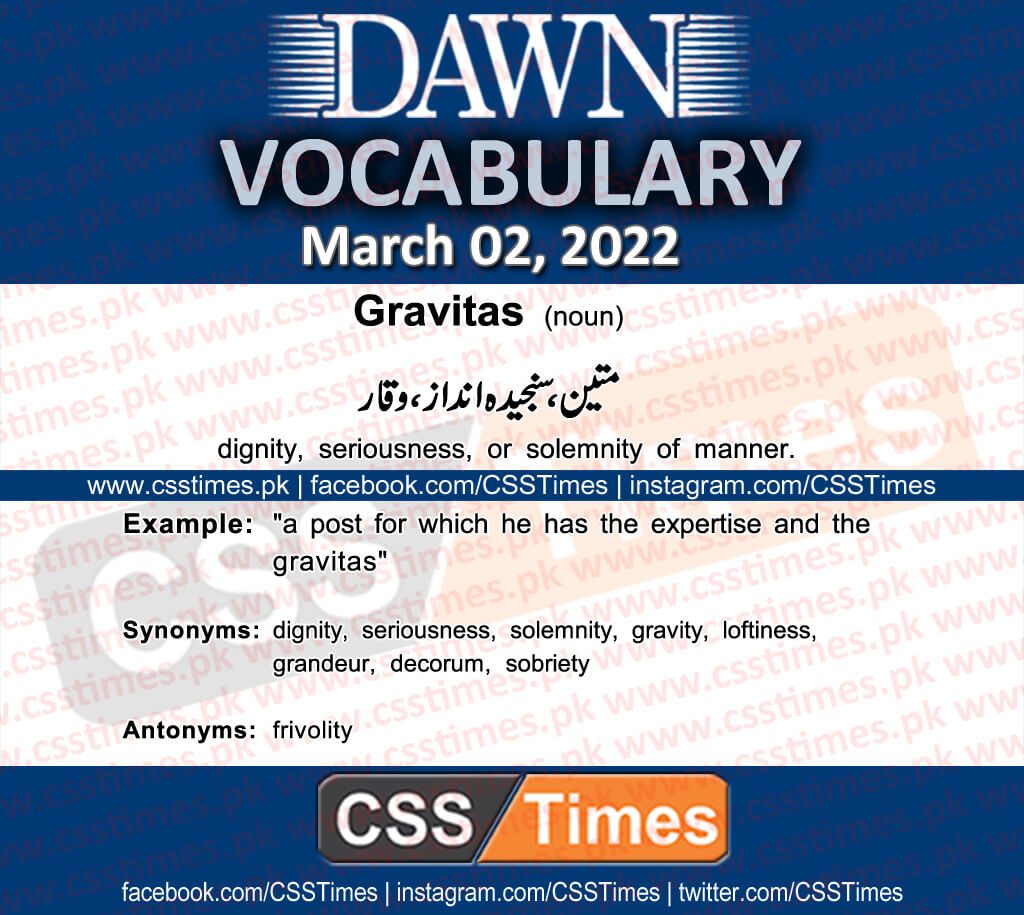 Daily DAWN News Vocabulary with Urdu Meaning (02 March 2022)