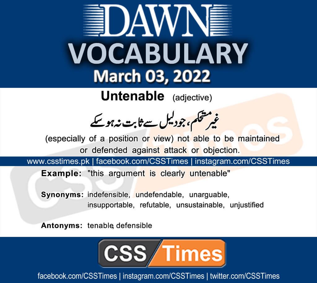 Daily DAWN News Vocabulary with Urdu Meaning (03 March 2022)