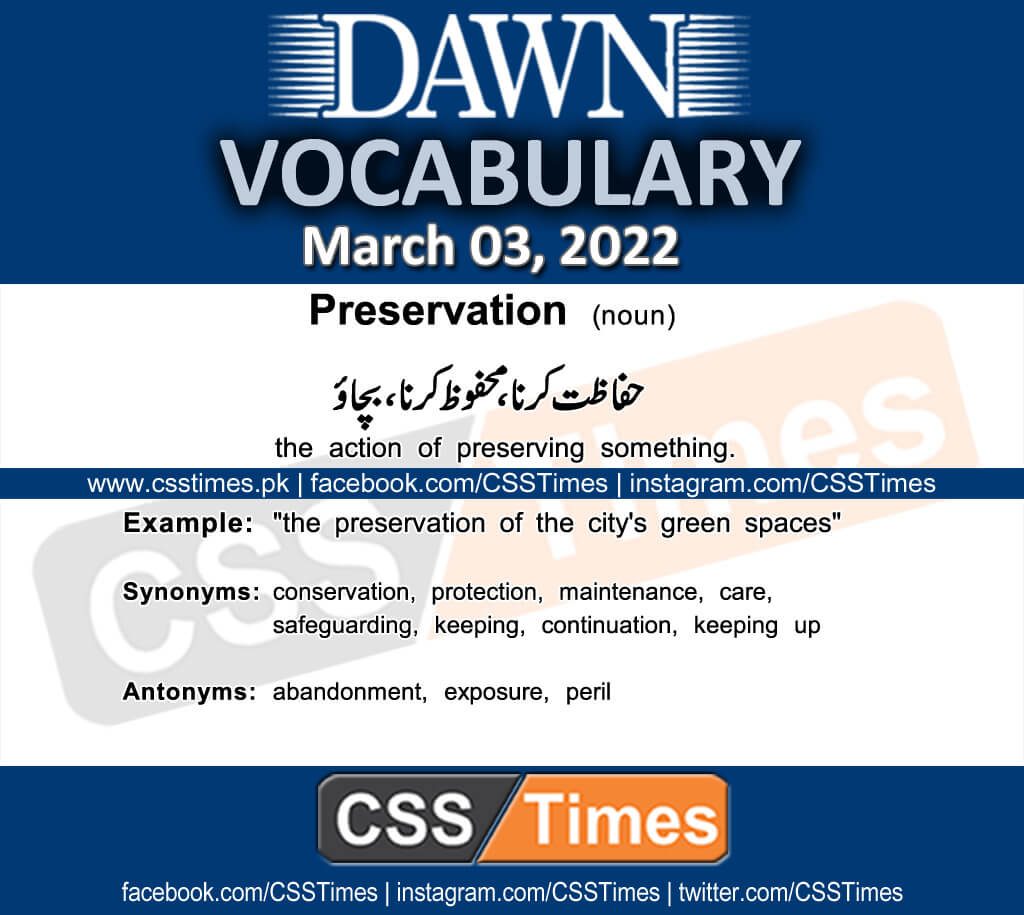 Daily DAWN News Vocabulary with Urdu Meaning (03 March 2022)