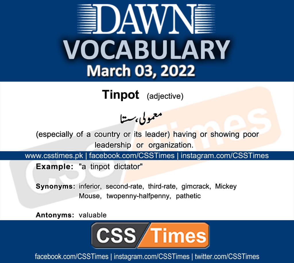 Daily DAWN News Vocabulary with Urdu Meaning (03 March 2022)