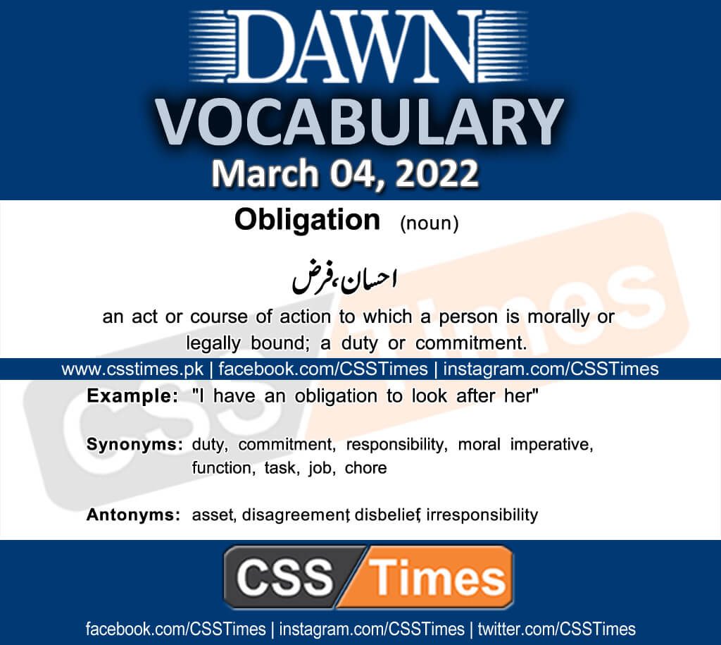 Daily DAWN News Vocabulary with Urdu Meaning (04 March 2022)