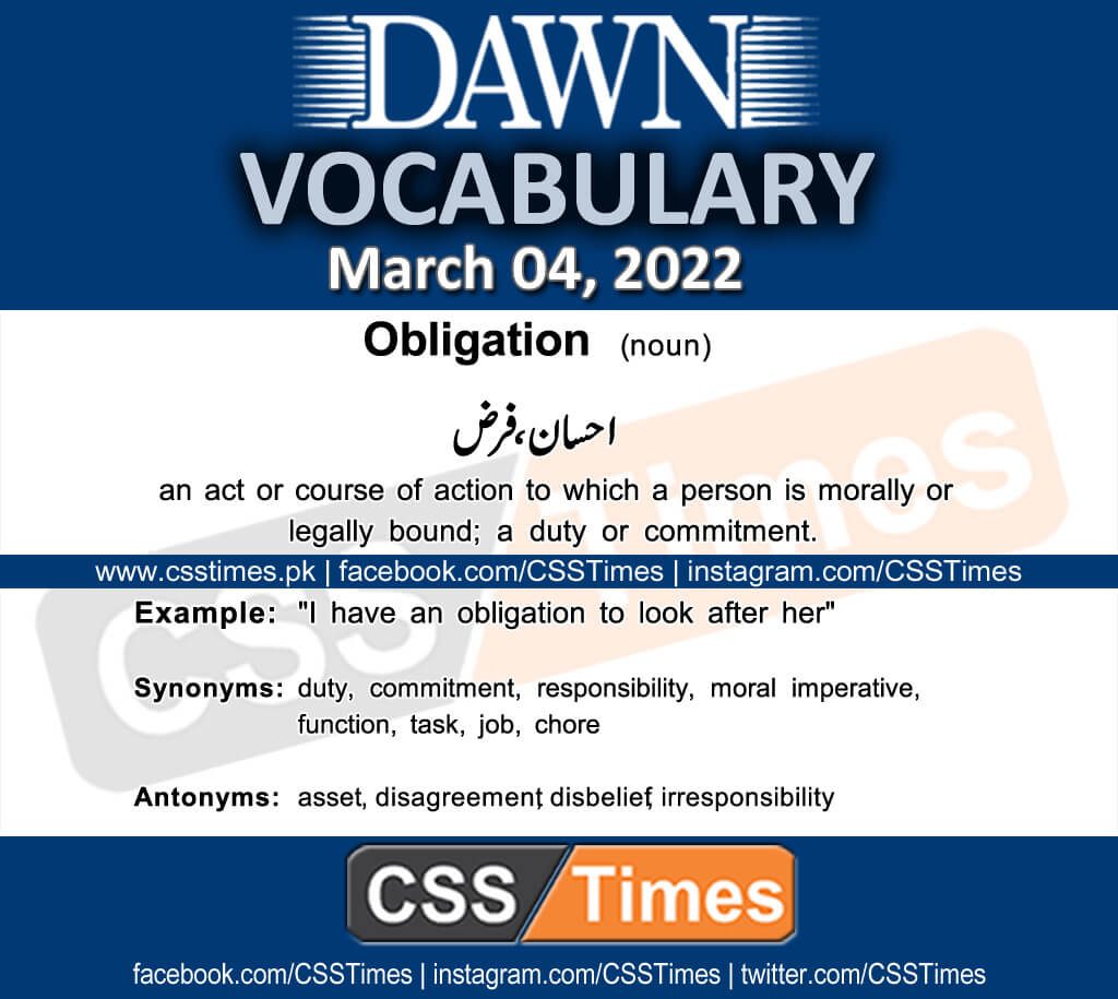 Daily DAWN News Vocabulary with Urdu Meaning (04 March 2022)