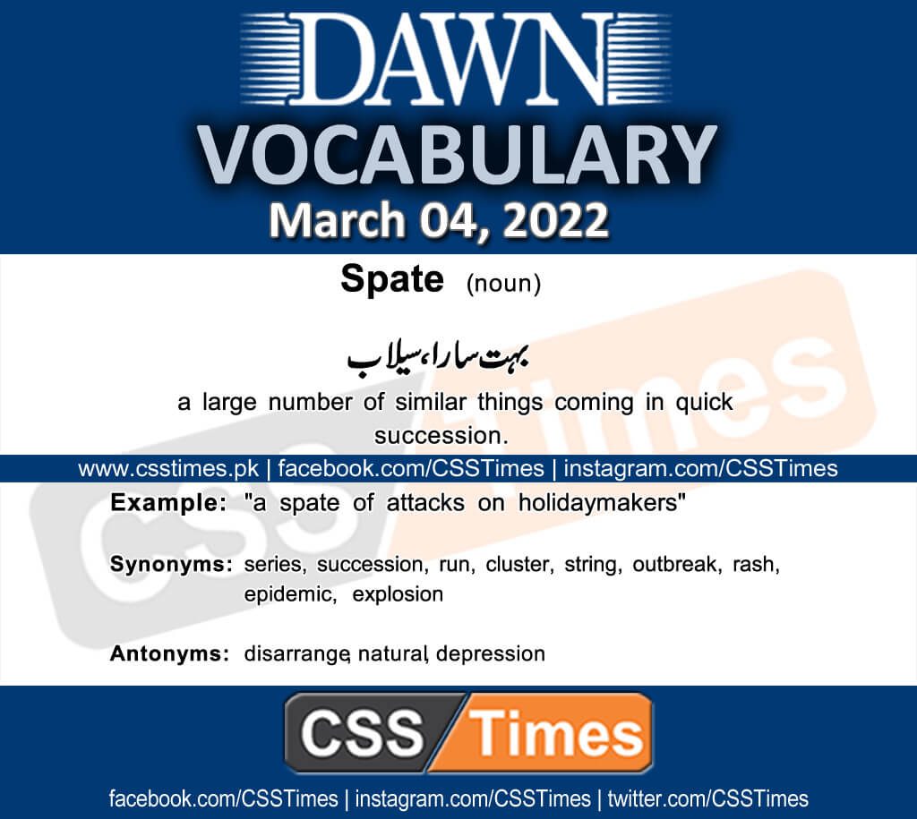 Daily DAWN News Vocabulary with Urdu Meaning (04 March 2022)