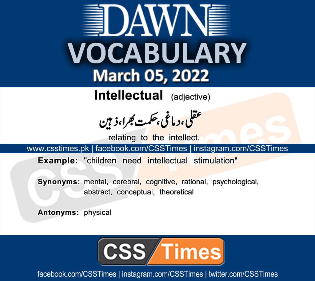 Daily DAWN News Vocabulary with Urdu Meaning (05 March 2022)