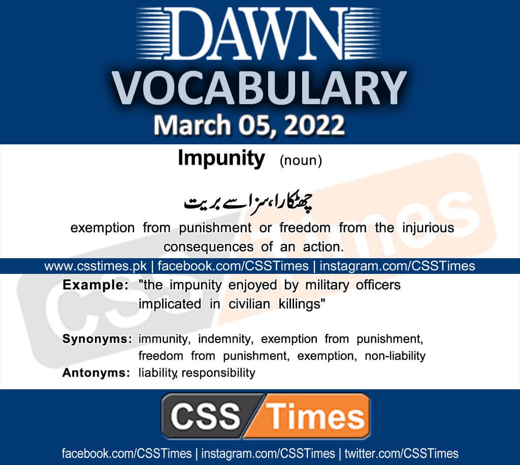 Daily DAWN News Vocabulary with Urdu Meaning (05 March 2022)