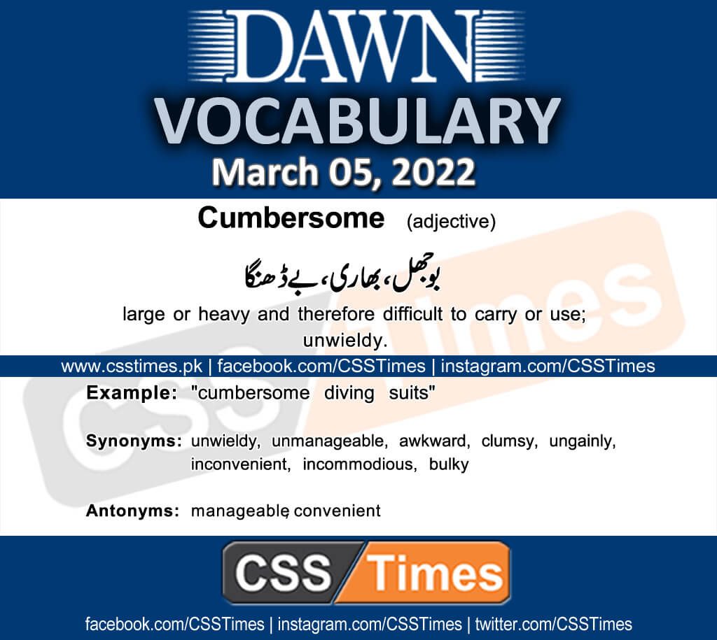 Daily DAWN News Vocabulary with Urdu Meaning (05 March 2022)