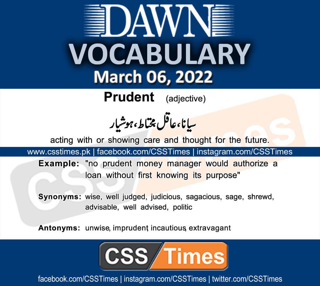 Daily DAWN News Vocabulary with Urdu Meaning (06 March 2022)