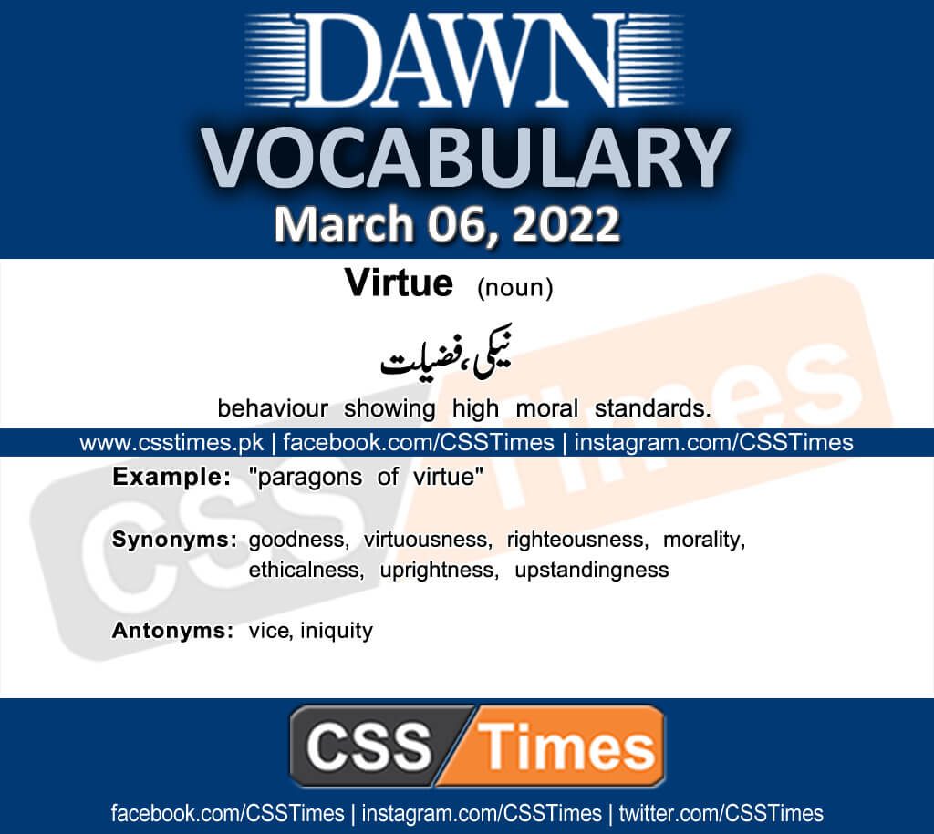 Daily DAWN News Vocabulary with Urdu Meaning (06 March 2022)