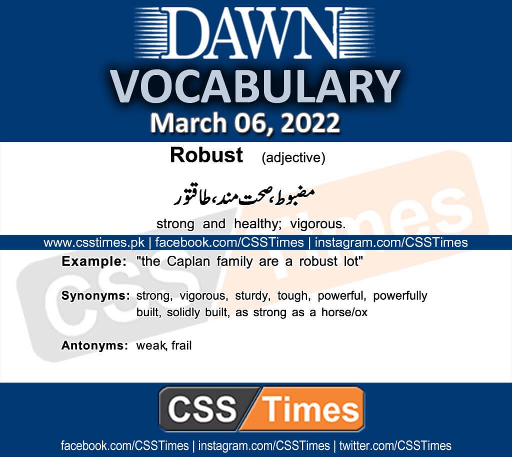 Daily DAWN News Vocabulary with Urdu Meaning (06 March 2022)