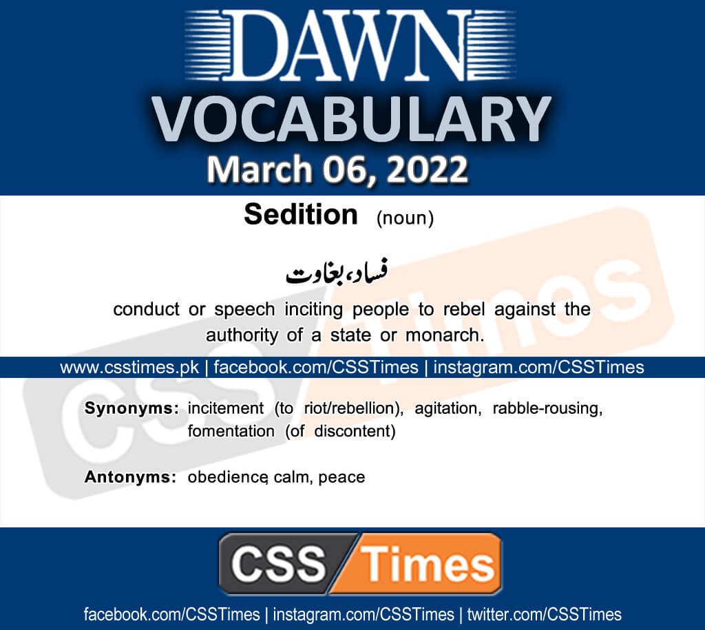 Daily DAWN News Vocabulary with Urdu Meaning (06 March 2022)