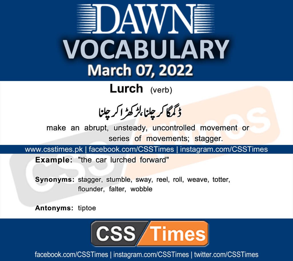 Daily DAWN News Vocabulary with Urdu Meaning (07 March 2022)