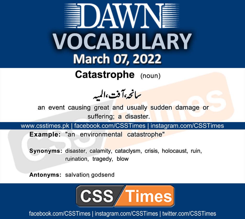Daily DAWN News Vocabulary with Urdu Meaning (07 March 2022)