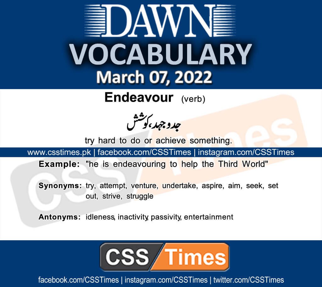 Daily DAWN News Vocabulary with Urdu Meaning (07 March 2022)
