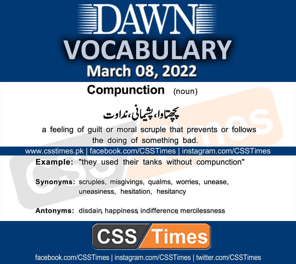 Daily DAWN News Vocabulary with Urdu Meaning (08 March 2022)