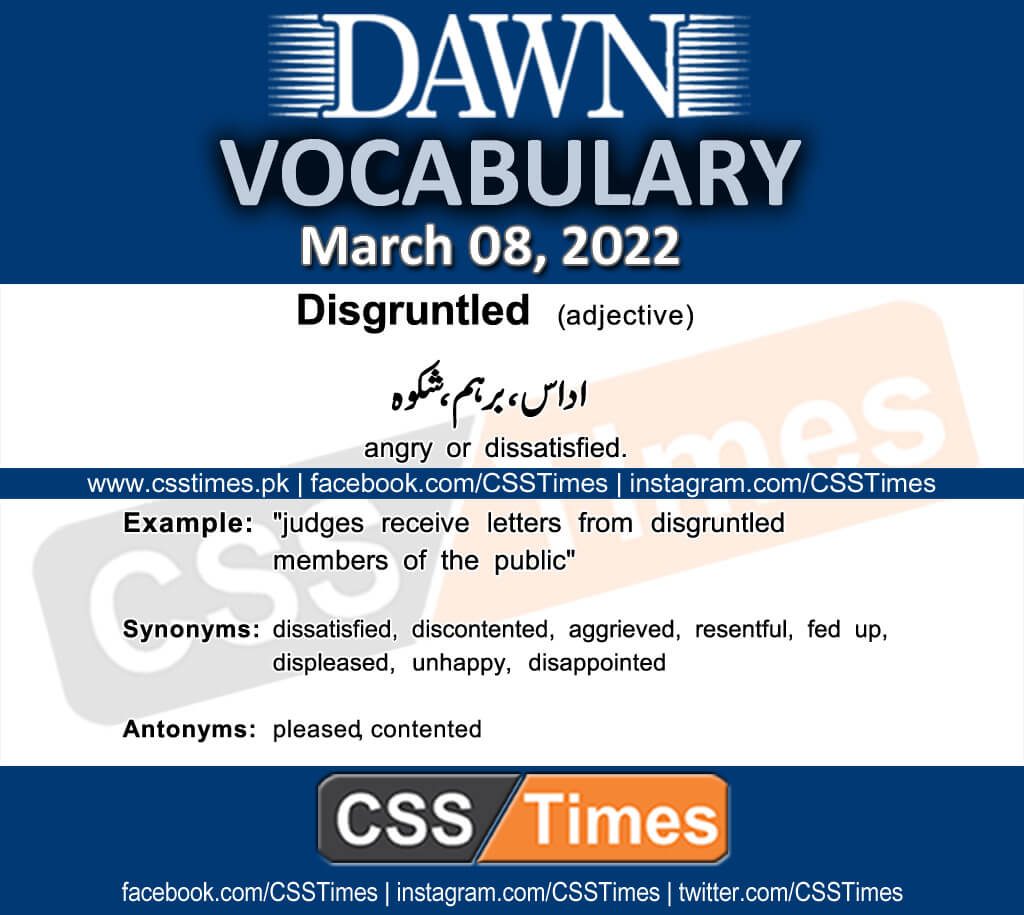 Daily DAWN News Vocabulary with Urdu Meaning (08 March 2022)
