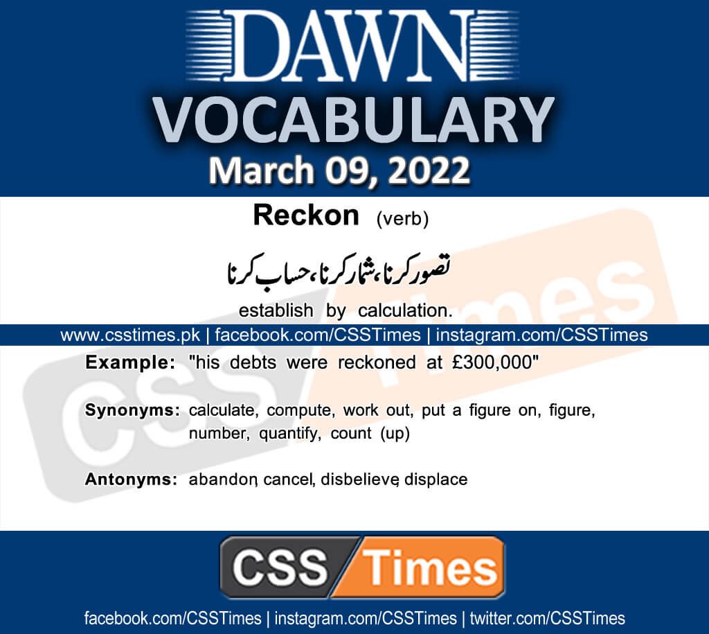 Daily DAWN News Vocabulary with Urdu Meaning (09 March 2022)