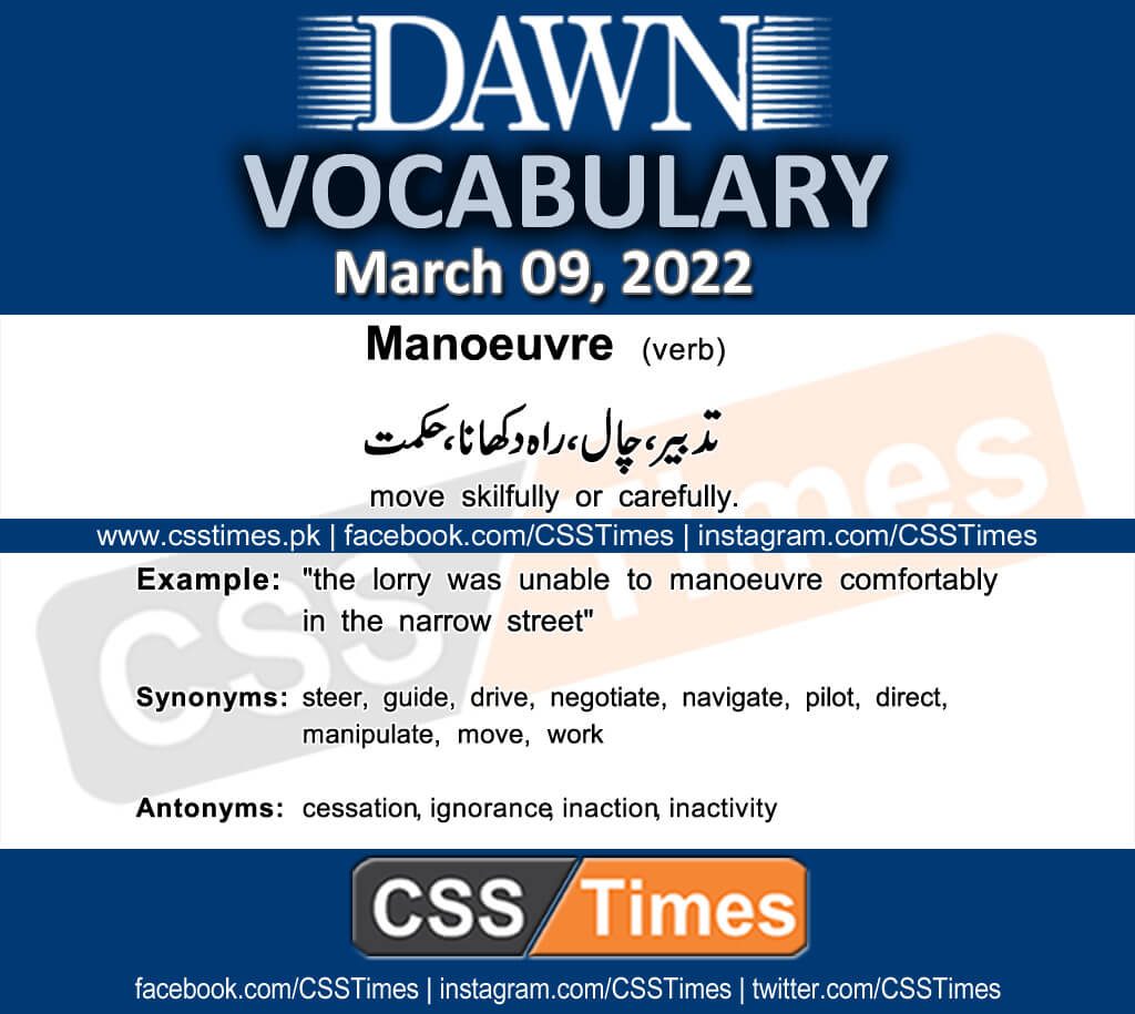 Daily DAWN News Vocabulary with Urdu Meaning (09 March 2022)