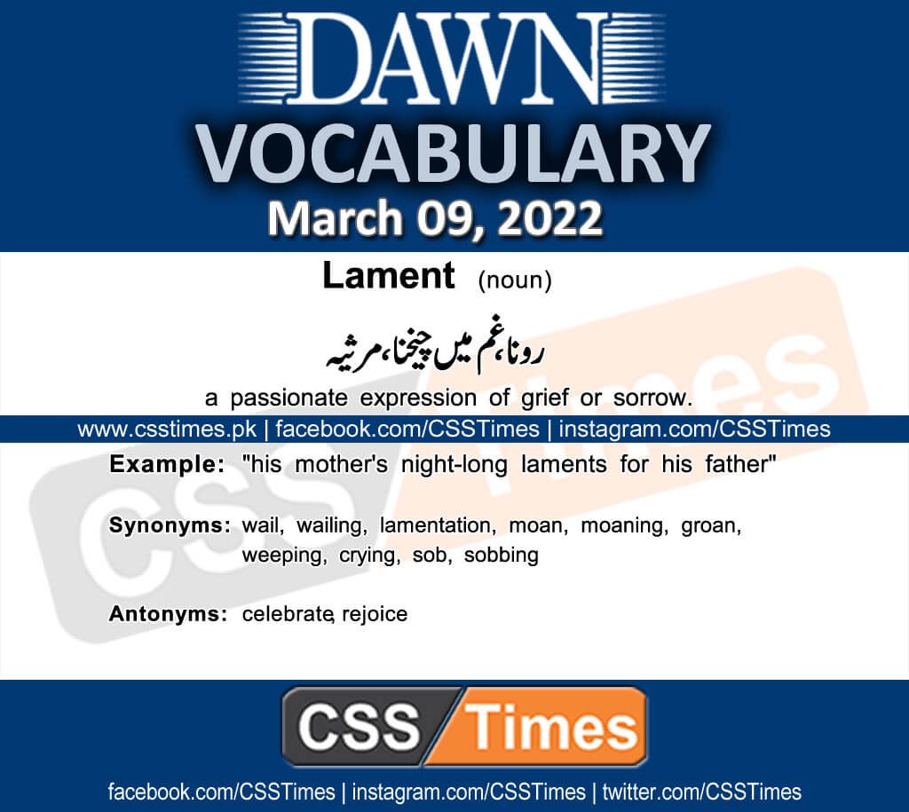 Daily DAWN News Vocabulary with Urdu Meaning (09 March 2022)