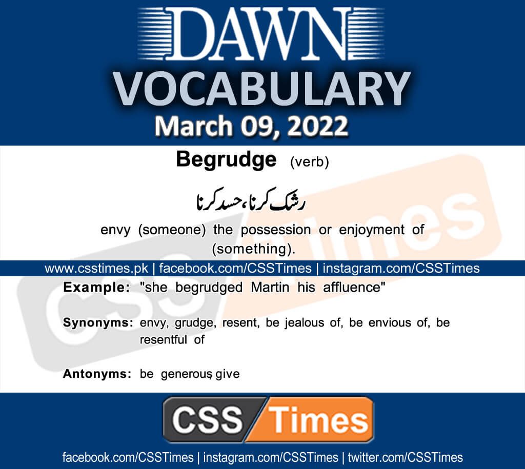 Daily DAWN News Vocabulary with Urdu Meaning (09 March 2022)