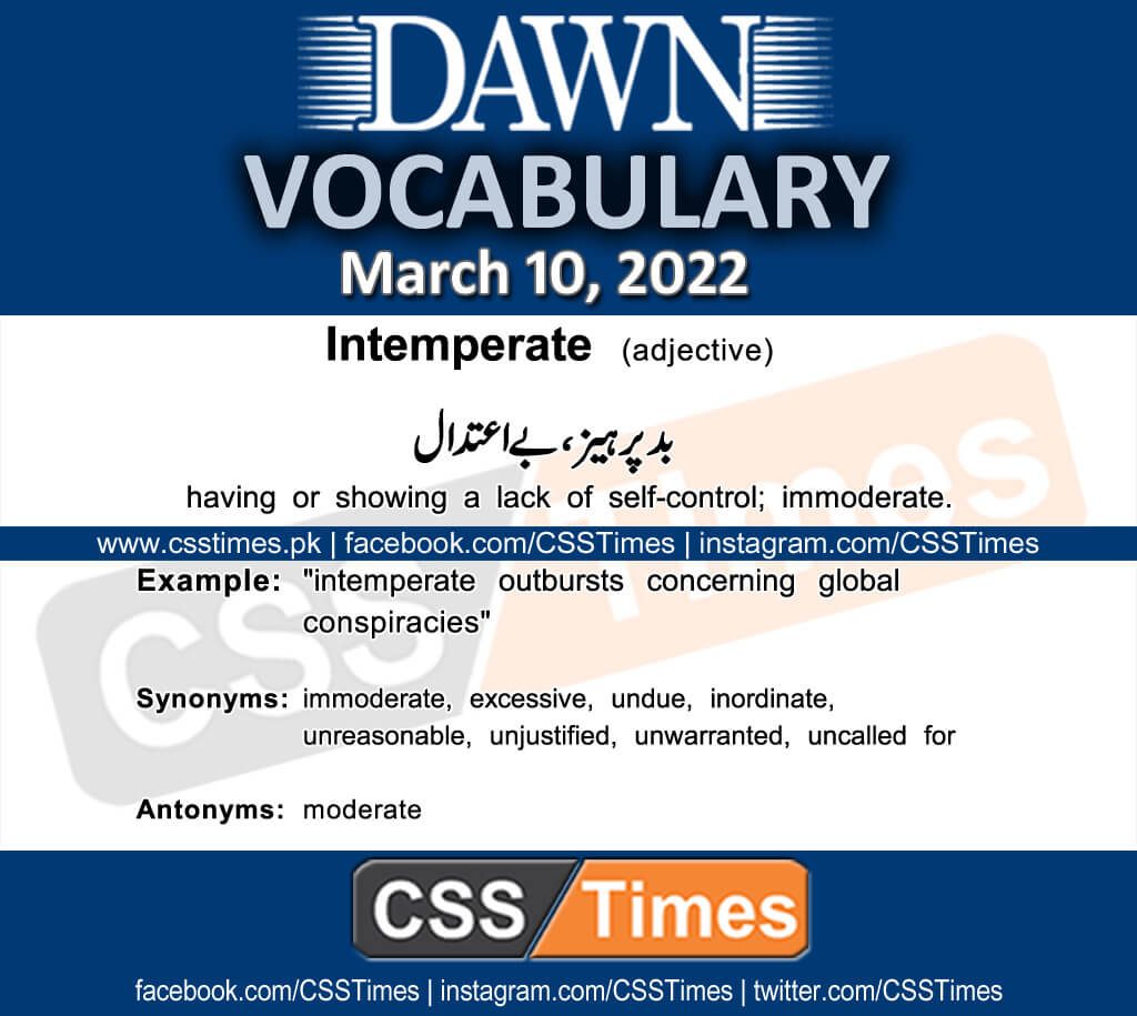 Daily DAWN News Vocabulary with Urdu Meaning (10 March 2022)