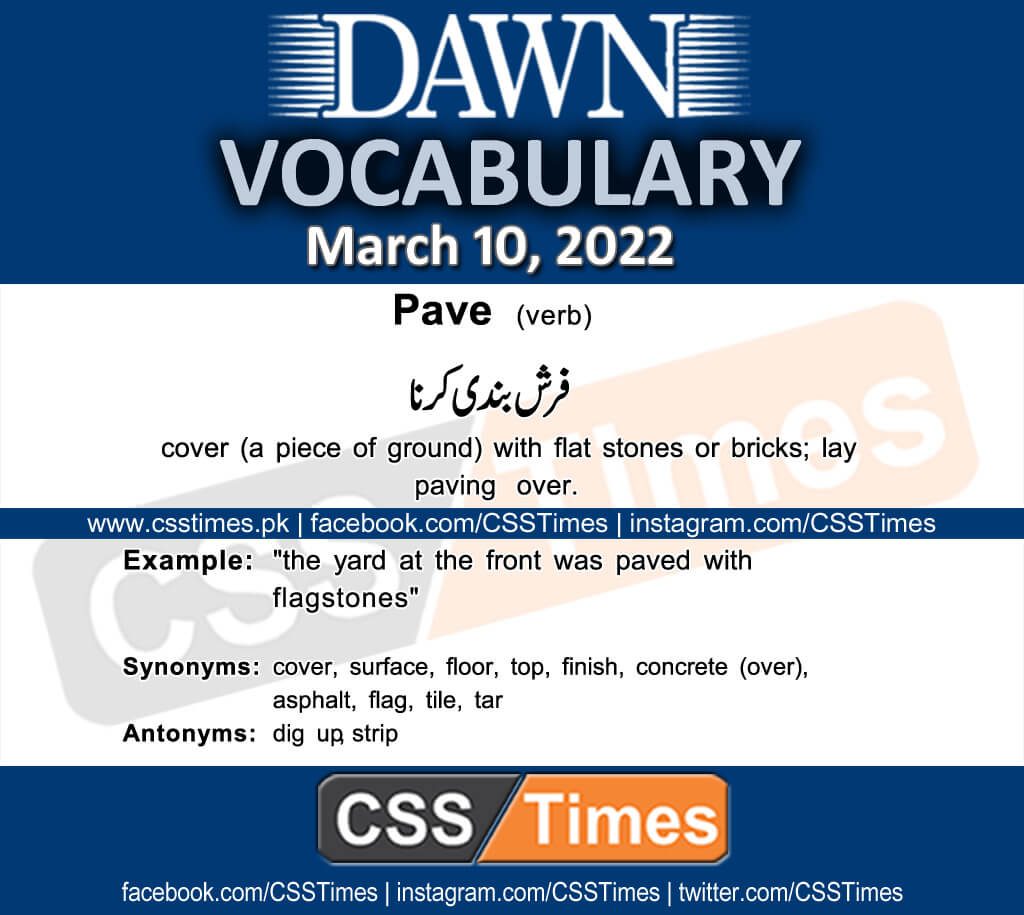 Daily DAWN News Vocabulary with Urdu Meaning (10 March 2022)