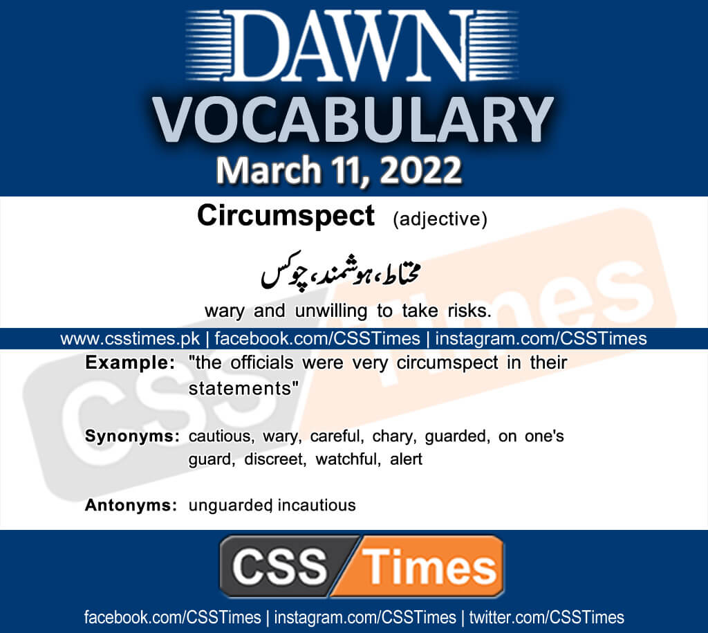 Daily DAWN News Vocabulary with Urdu Meaning (11 March 2022)