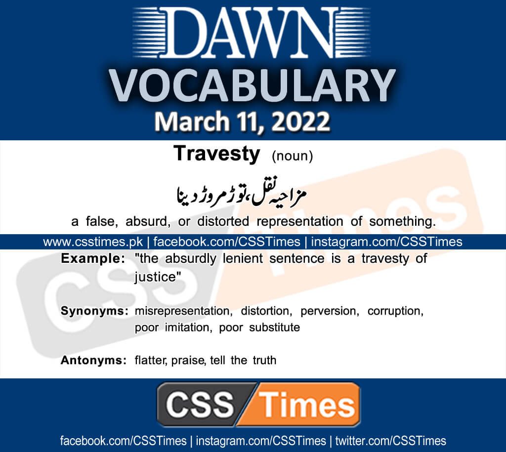 Daily DAWN News Vocabulary with Urdu Meaning (11 March 2022)