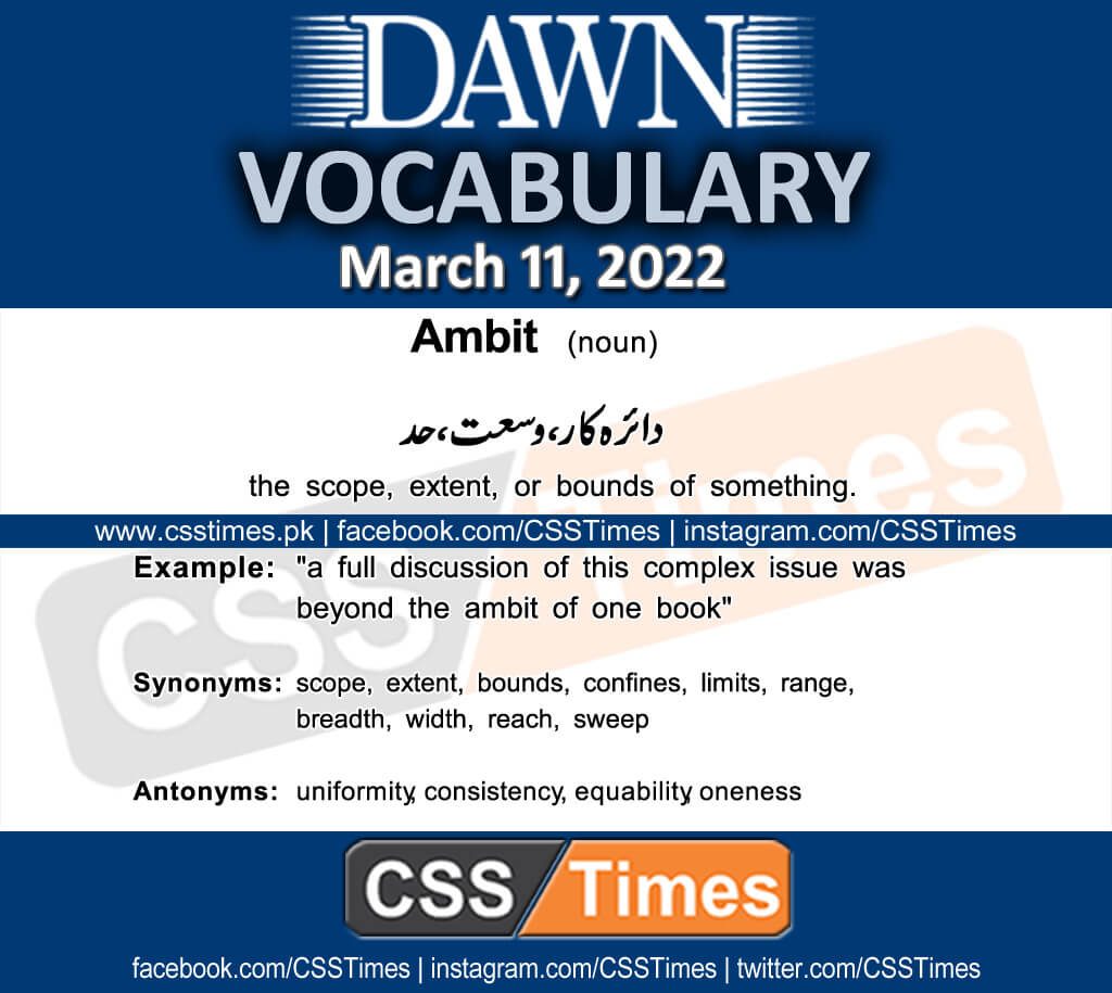 Daily DAWN News Vocabulary with Urdu Meaning (11 March 2022)
