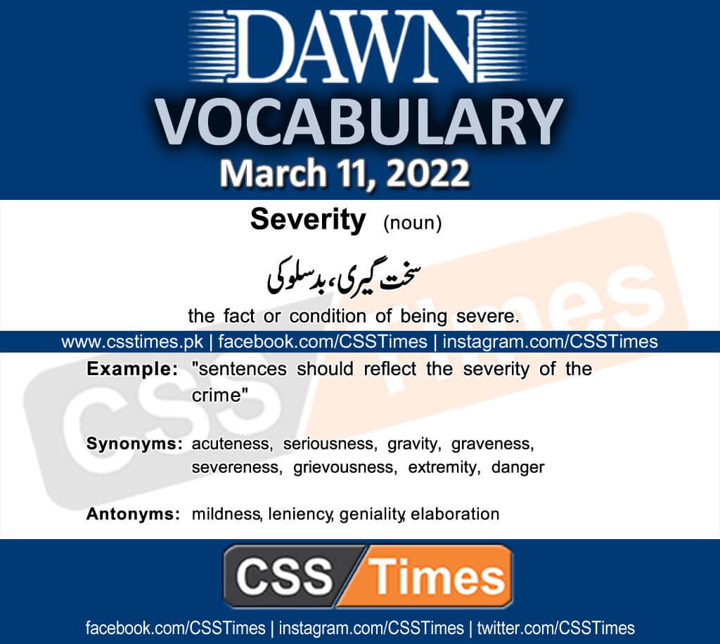 Daily DAWN News Vocabulary with Urdu Meaning (11 March 2022)