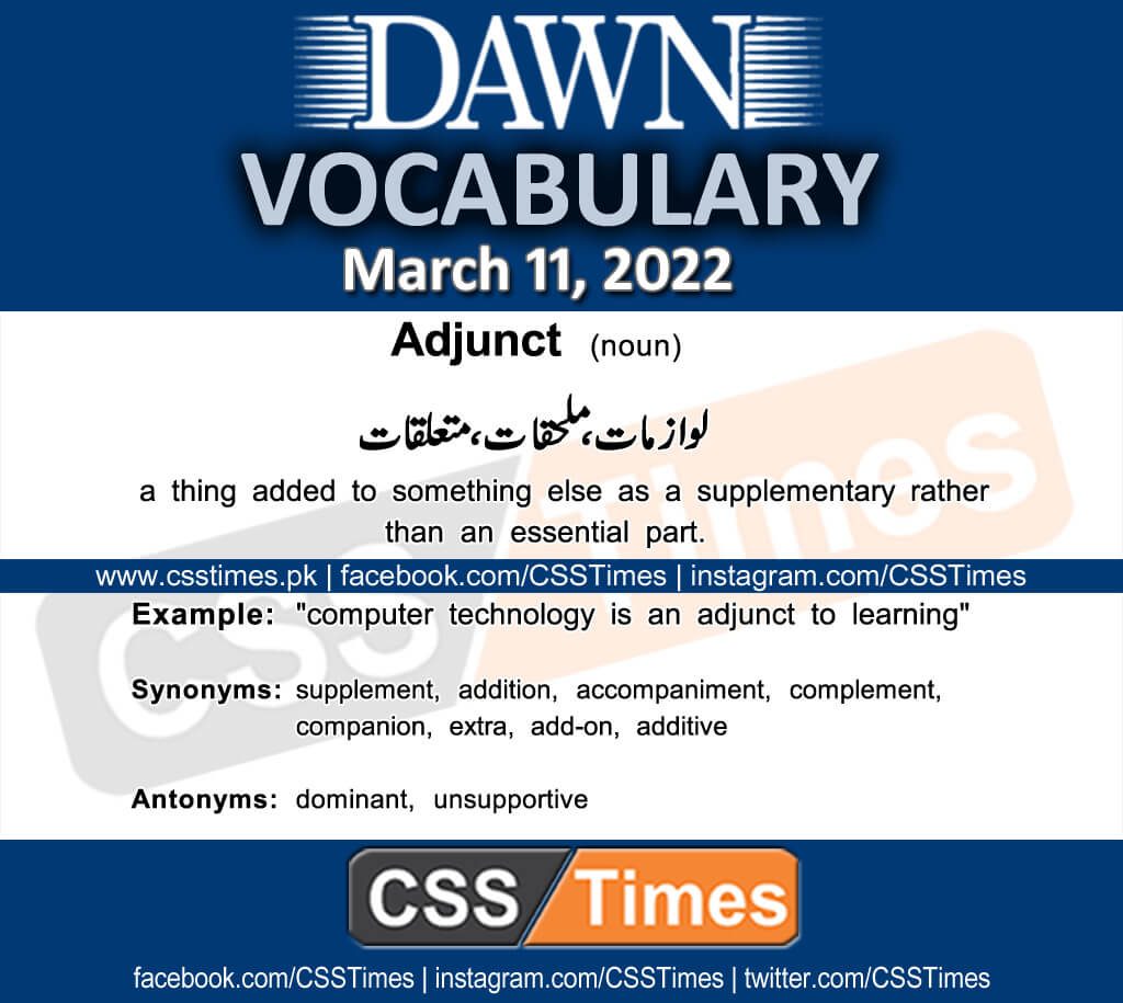 Daily DAWN News Vocabulary with Urdu Meaning (11 March 2022)