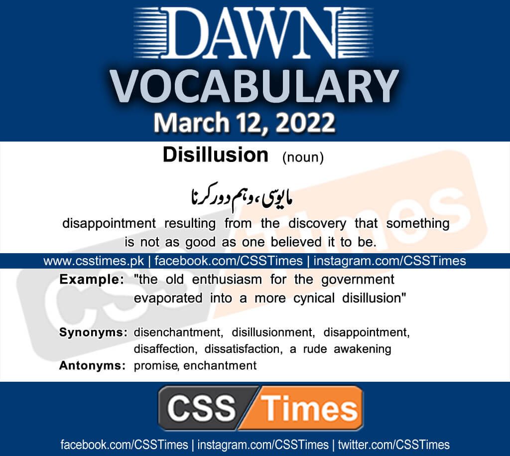 Daily DAWN News Vocabulary with Urdu Meaning (12 March 2022)