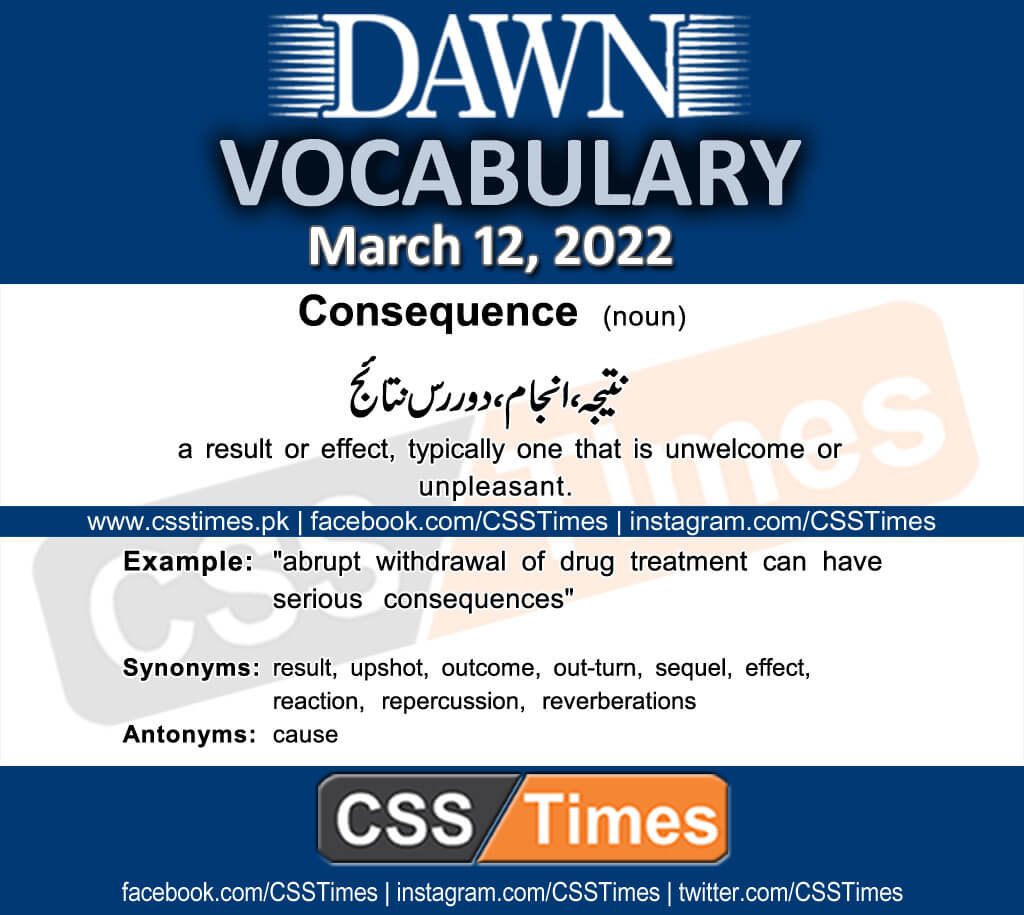 Daily DAWN News Vocabulary with Urdu Meaning (12 March 2022)