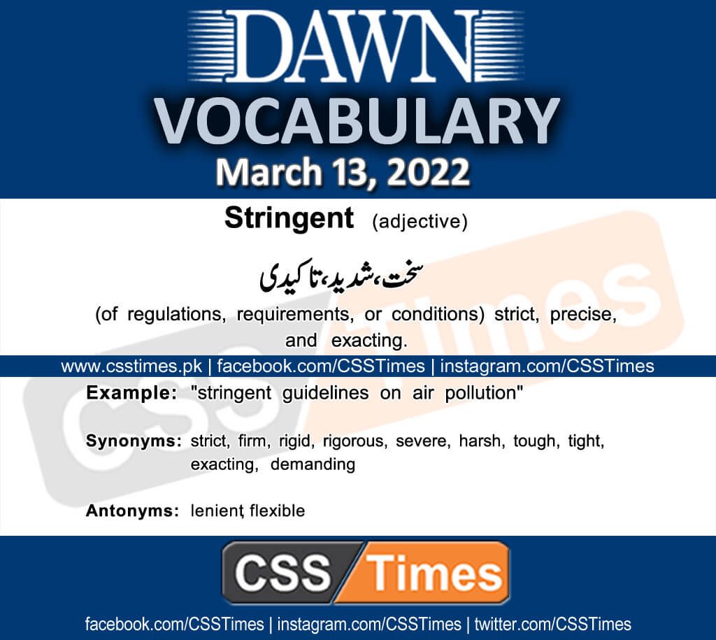 Daily DAWN News Vocabulary with Urdu Meaning (13 March 2022)