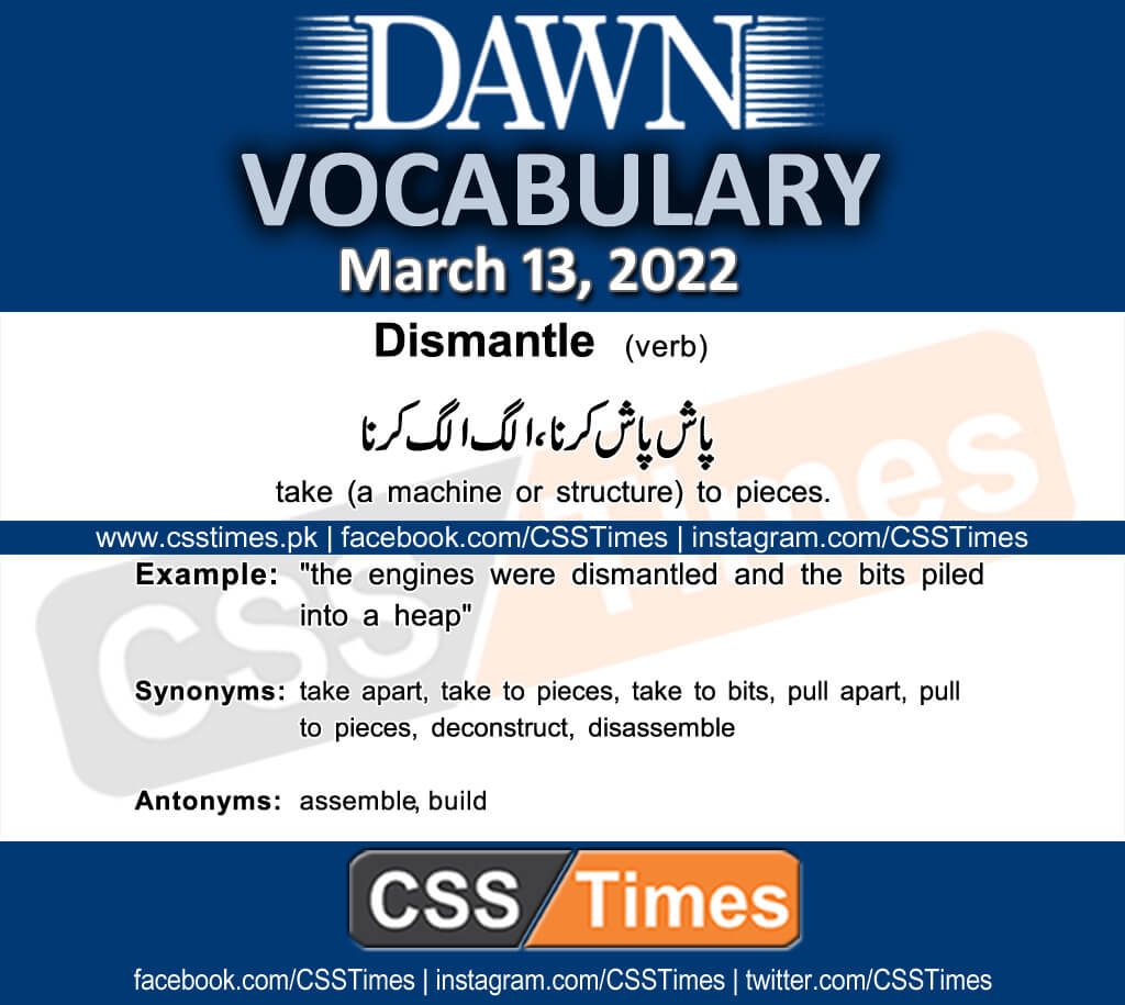 Daily DAWN News Vocabulary with Urdu Meaning (13 March 2022)