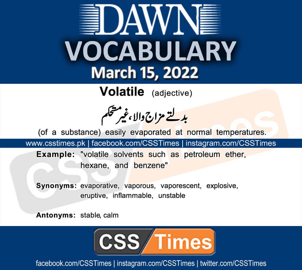 Daily DAWN News Vocabulary with Urdu Meaning (15 March 2022)