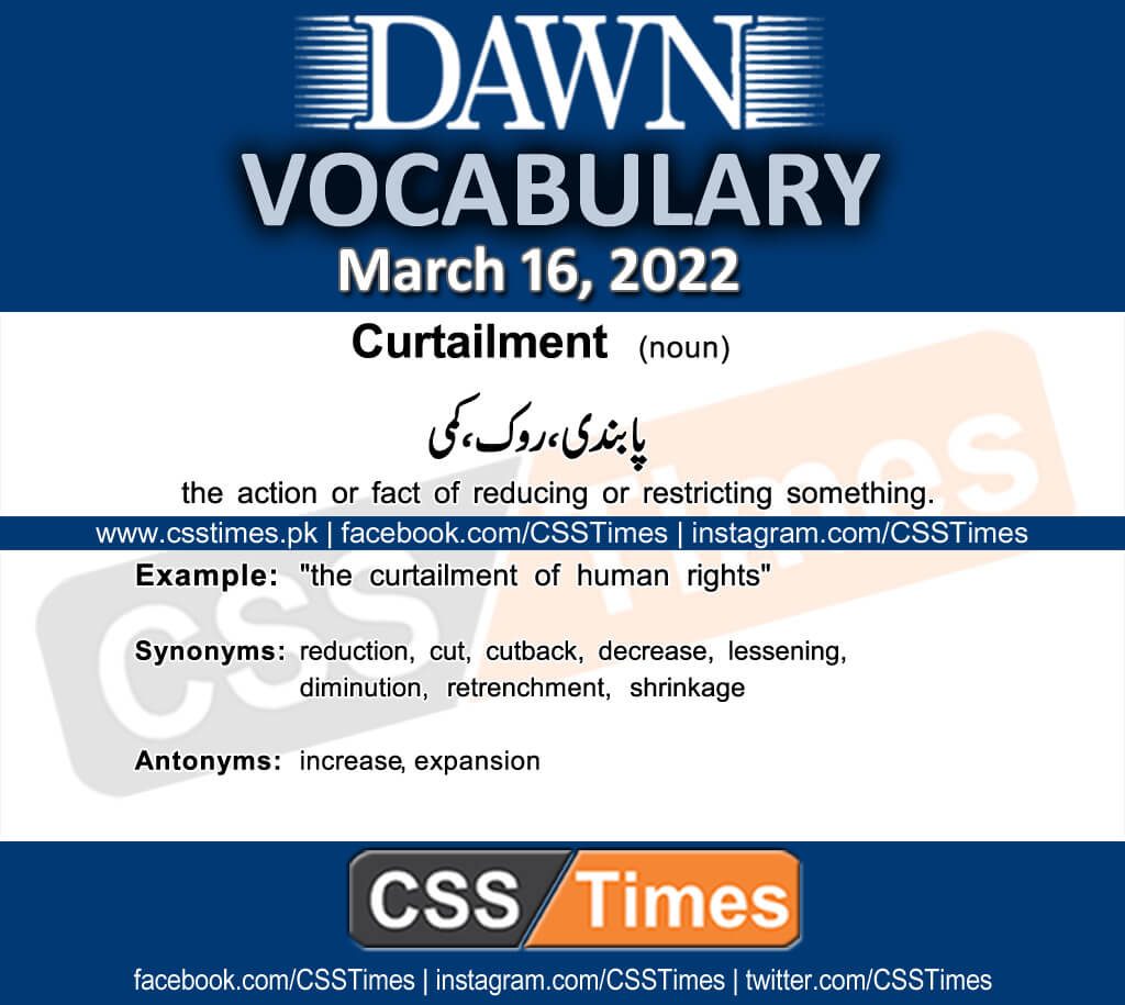 Daily DAWN News Vocabulary with Urdu Meaning (16 March 2022)