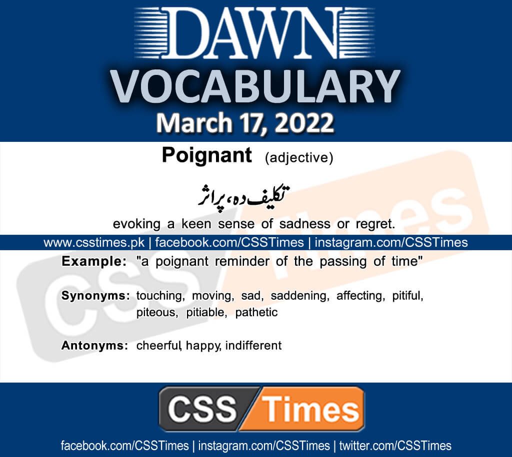 Daily DAWN News Vocabulary with Urdu Meaning (17 March 2022)