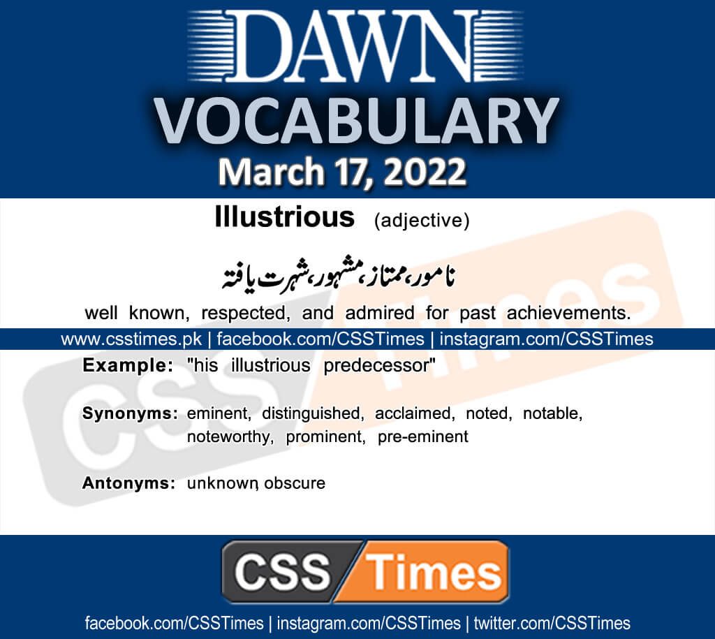 Daily DAWN News Vocabulary with Urdu Meaning (17 March 2022)