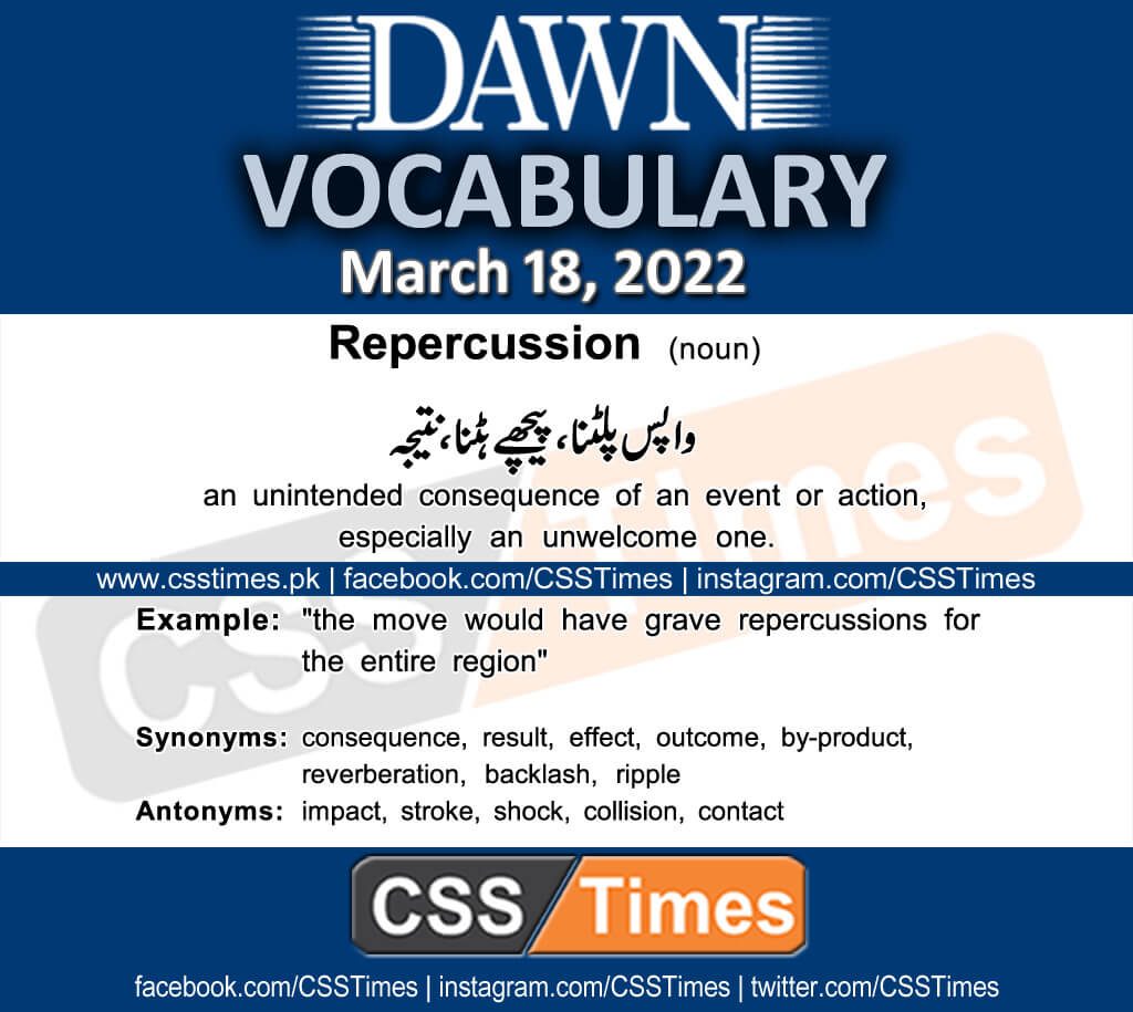 Daily DAWN News Vocabulary with Urdu Meaning (18 March 2022)